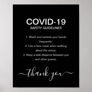 シンプルBlack & White Covid Safety Guidelinesパーティー ポスター
