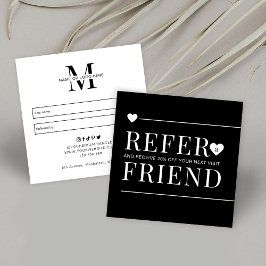 シンプルBlack & White Refer a Friend Make Up Artist 紹介カード