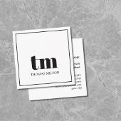 シンプルBlackWhite Monogramコンはっきりしたサルタント スクエア名刺