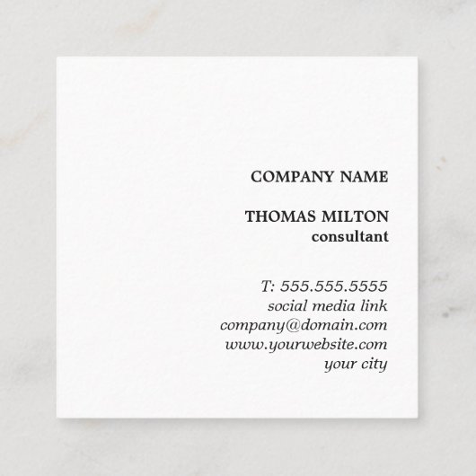 シンプルBlackWhite Monogramコンはっきりしたサルタント スクエア名刺 (裏面)