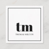シンプルBlackWhite Monogramコンはっきりしたサルタント スクエア名刺 (正面)