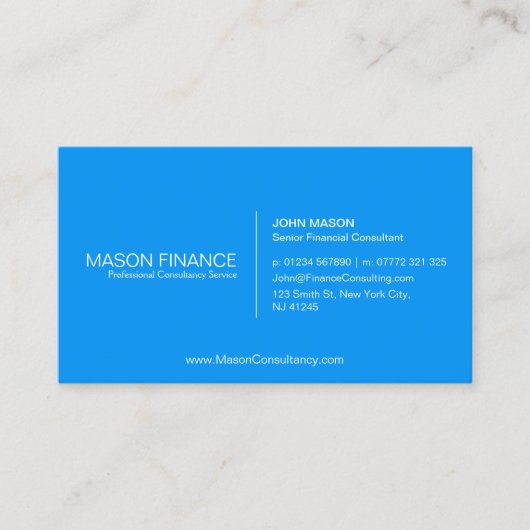 シンプルBlue Customizable Business Cardテンプレート 名刺 (正面)