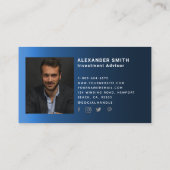 シンプルBlue Financialモダンプロフェッショナル写真 名刺 (裏面)