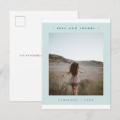 シンプルBlue Graduation Thank You Photo ポストカード (正面/裏面)