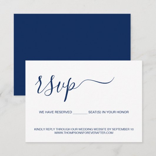 シンプルBlue Reserved SeatのWebサ結婚イト 出欠カード (正面/裏面)