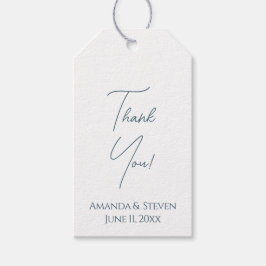 シンプルBlue Scriptありがとうござ結婚う ギフトタグ