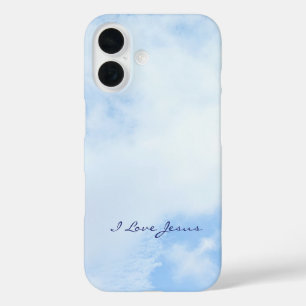 シンプルBlue Sky Photo I Love Jesus Christian iPhone 16ケース