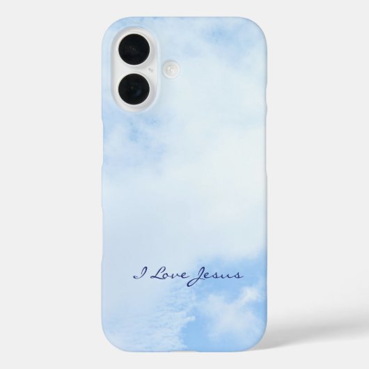 シンプルBlue Sky Photo I Love Jesus Christian Case-Mate iPhoneケース (裏面)