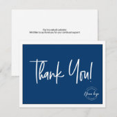 シンプルBlue White CompanyロゴSocial Thank You サンキューカード (正面/裏面)