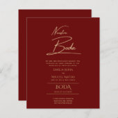 シンプルBODA結婚の文字スペインののみInv (正面/裏面)