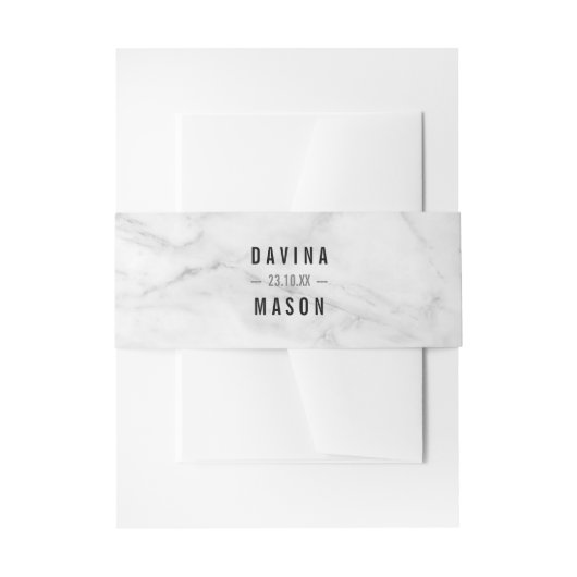 シンプルBOHOの結婚大理石モダン黒灰色 招待状ベリーバンド (正面例)