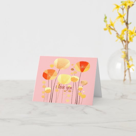 シンプルBOHOエレガントフローラバレンタイン カード (黄色い花)