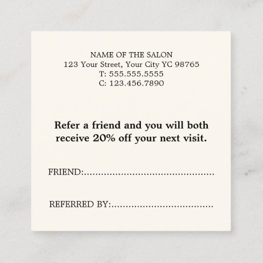 シンプルBohoエレガント白黒紹介カード 紹介カード (裏面)