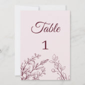 シンプルBohoフローラテーブルカード番号 招待状 (正面)