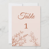 シンプルBohoフローラテーブルカード番号 招待状 (正面)