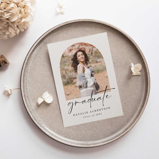 シンプルBoho Arch写真卒業 案内状