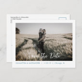 シンプルBoho Our救 Dateブルー写真はがき ポストカード (正面/裏面)