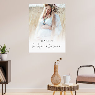 シンプルBoho Photo Overlay Welcome to Baby Shower ポスター