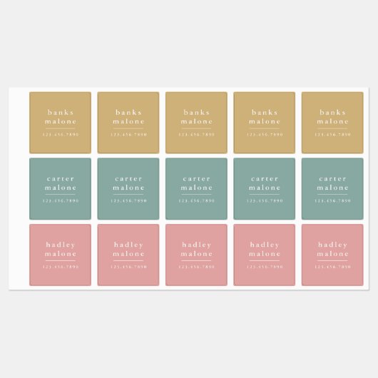 シンプルBoho Rainbow Kids防水名 ラベル (シート)