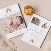 シンプルBoho Rainbow Photo Birth Announcement Card