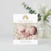 シンプルBoho Rainbow Photo Birth Announcement Card (スタンド正面)