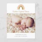 シンプルBoho Rainbow Photo Birth Announcement Card (正面)