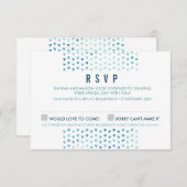 シンプルBOHO RSVP三角形パタモダンーン青 出欠カード (正面/裏面)