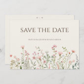 シンプルBoho Wildflower日付のカー結婚ドを保存 セーブザデート (正面/裏面)