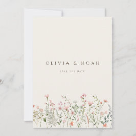 シンプルBoho Wildflower日付のカー結婚ドを保存 案内状
