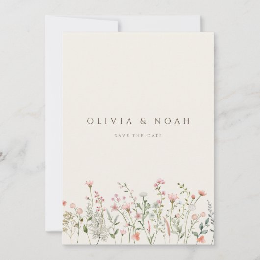 シンプルBoho Wildflower日付のカー結婚ドを保存 案内状 (正面)