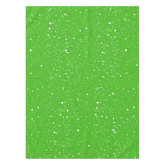 シンプルBRIGHT GREEまたはYour Colの上の雪と星 テーブルクロス (正面)