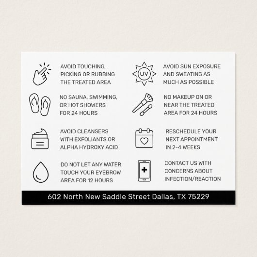 シンプルBrow Tint After Care Instructionsカード (裏面)