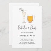シンプルBubbles & モダン Brewsカップルのシャワーフォト 招待状 (正面/裏面)