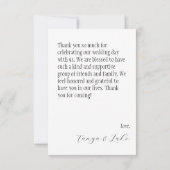 シンプルBudgether Black & White 結婚 Photo's サンキューカード (裏面)