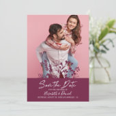 シンプルBurgundyの結婚写真Save The Date セーブザデート (スタンド正面)