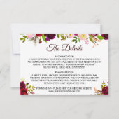 シンプルBurgundyフローラの結婚詳細挿入カード 招待状 (正面)