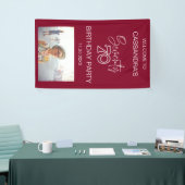 シンプルBurgundyモダン写真70誕生日歓迎 横断幕 (トレードショー)