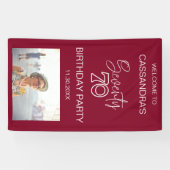 シンプルBurgundyモダン写真70誕生日歓迎 横断幕 (横)