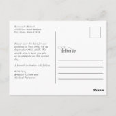 シンプルBurgundyモダン Red Wedding Save the Date ポストカード (裏面)