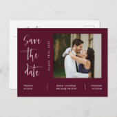 シンプルBurgundy写真QRコード日付の保存 ポストカード (正面/裏面)