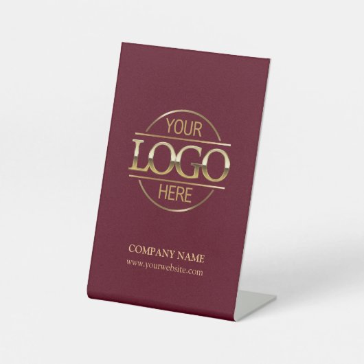 シンプルBurgundy社企業の社のロゴ 台座サイン (正面)