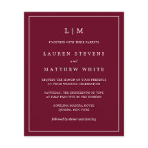シンプルBurgundy Monogram Budget Wedding Invite