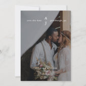 シンプルBurgundy Photo Monogram結婚's セーブザデート (正面)