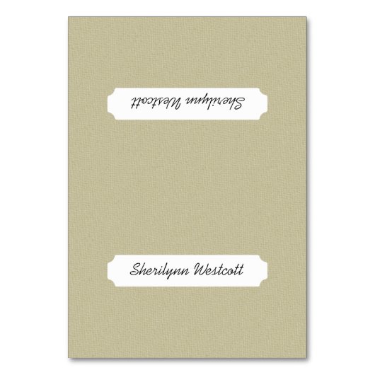 シンプルBurlap Tented座席表と名前テンプレート テーブルナンバー (正面)