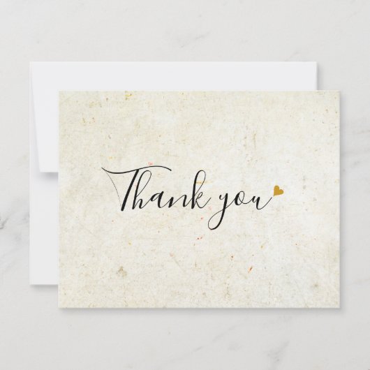 シンプルBusiness Boho素朴金ゴールドハートスクリプト サンキューカード (正面)