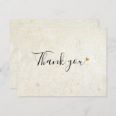 シンプルBusiness Boho素朴金ゴールドハートスクリプト サンキューカード (正面/裏面)