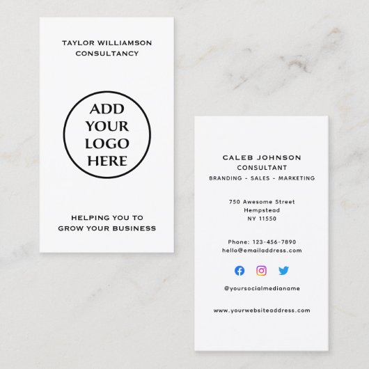 シンプルBusiness Logoの企業のソーシャルメディア 名刺 (正面/裏面)