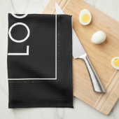 シンプルBusiness Logoブランドスクリプトブラック キッチンタオル (四つ折り)