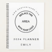 シンプルBusiness Logo Name Website White 2024 プランナー手帳 (正面)