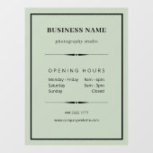 シンプルBusiness Office Sage Green営業時間 ウィンドウサイン (シート)